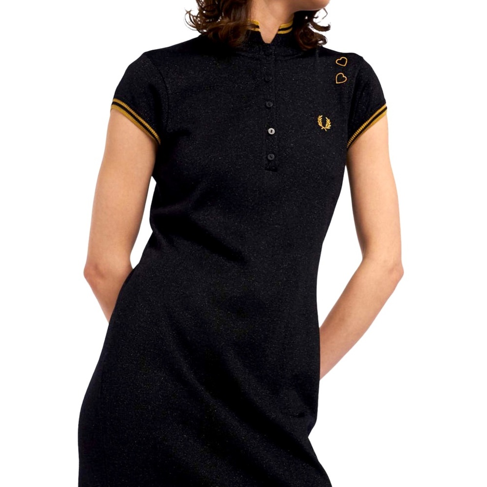 FINAL OFFER NWT Fred Perry Amy Winehouse Black Metallic Knitted Dress.